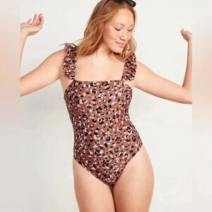 NWT Old Navy Leopard Ruffle Sleeve One Piece Swimsuit